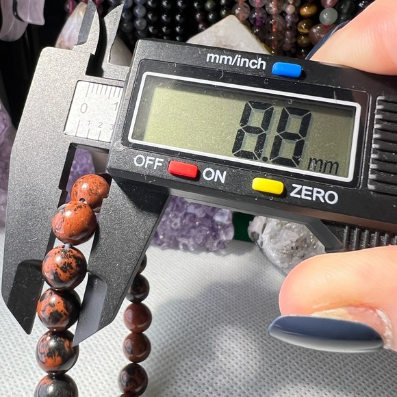8MM Red Obsidian Beaded Bracelet 6.5" Natural Reiki Crystal Quartz - Picture 8 of 8